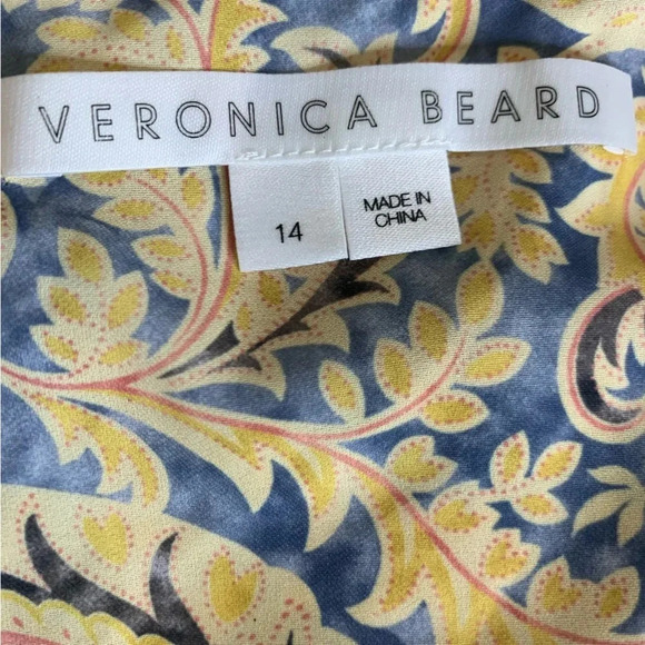 NWT Veronica Beard Silk Arienne Gathered Halterneck Top Yellow and Blue Size 14 - Picture 10 of 13